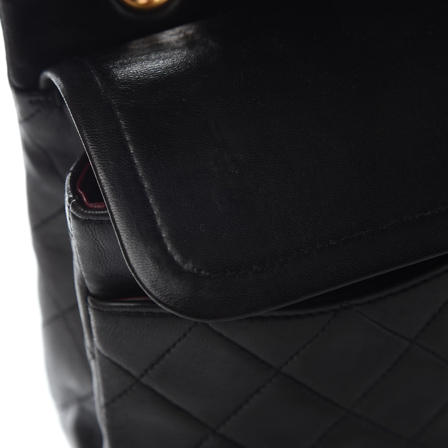 Lambskin Quilted Medium Double Flap Black