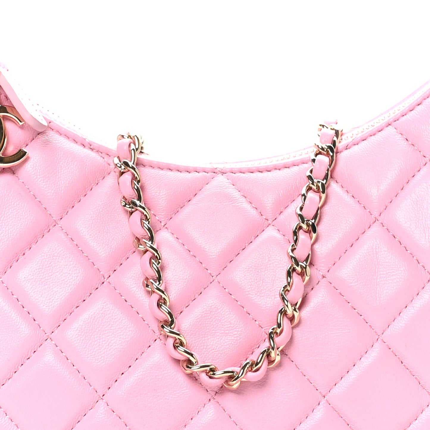 Lambskin Quilted Small Hobo Bag Pink