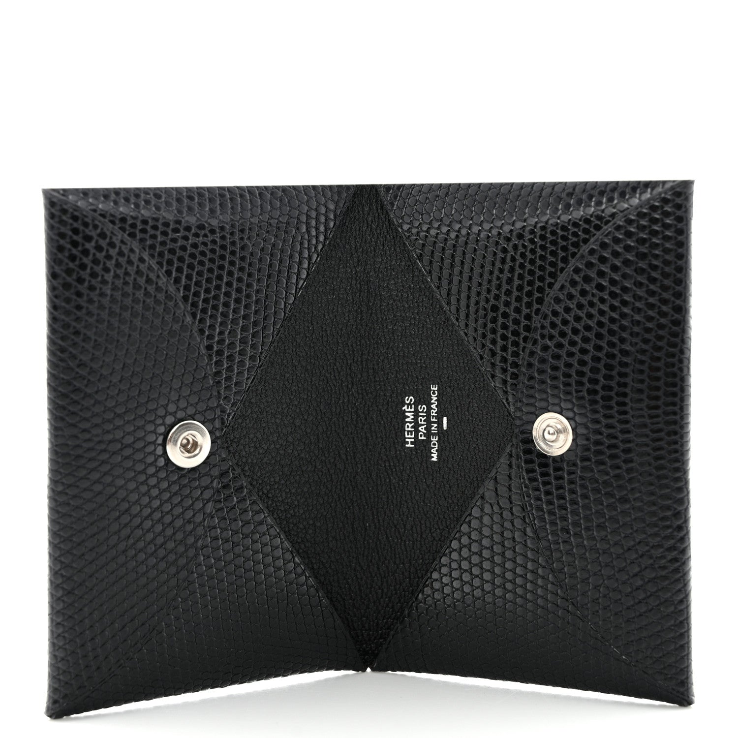 Hermes Lizard Calvi Card Case Black 5 of 7