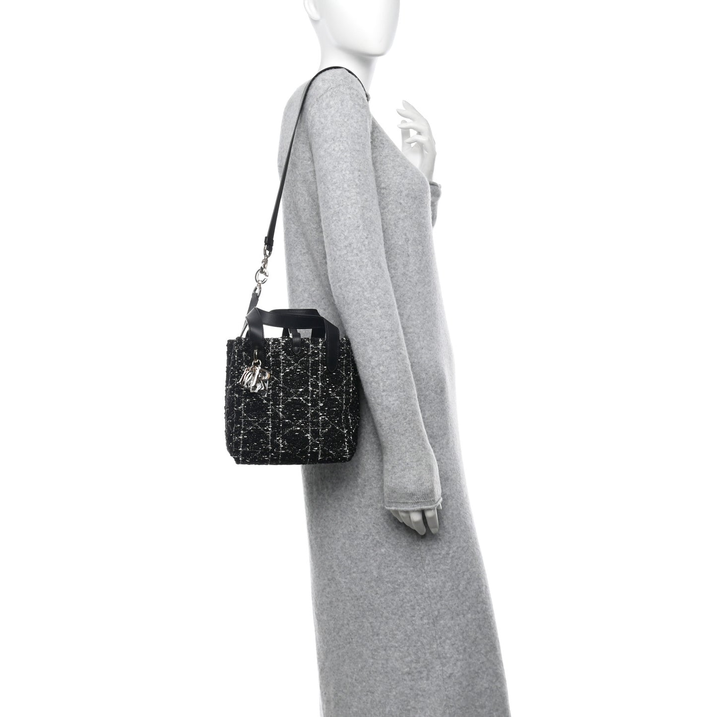 Tweed Cannage Small Vertical Toujours Black