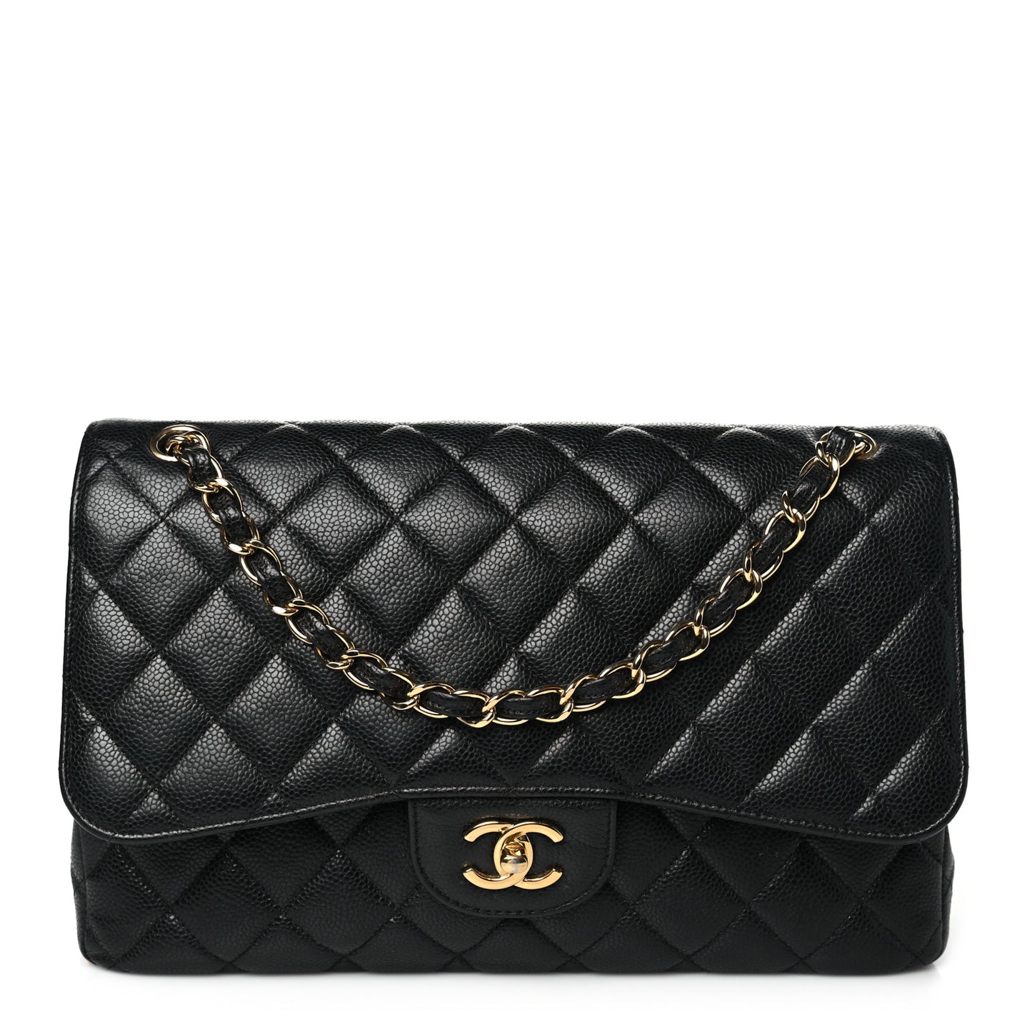 Caviar Quilted Jumbo Double Flap Black