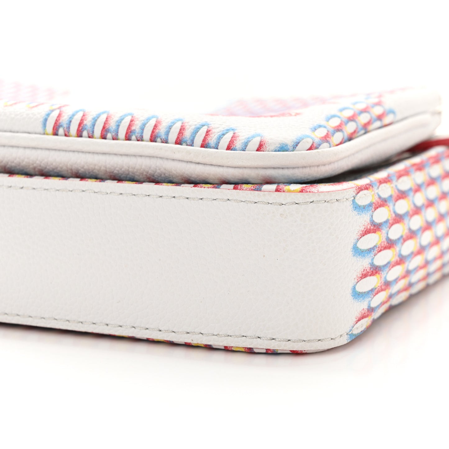 Cowhide Damier Spray Trio Messenger Bag White