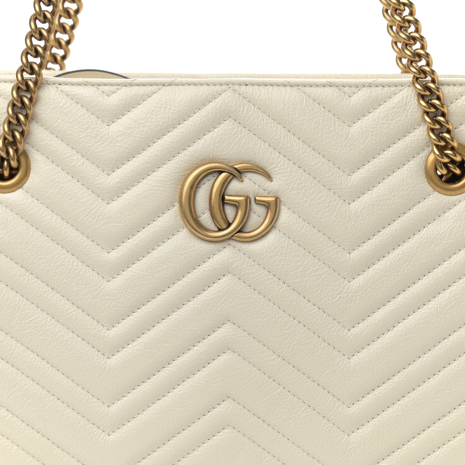 Gucci Vintage Calfskin Matelasse Medium GG Marmont Slim Tote White 8 of 10