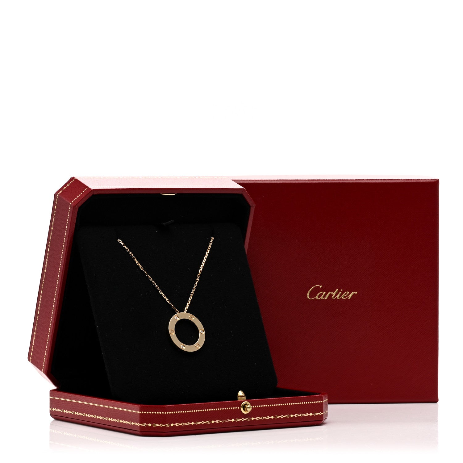 Cartier 18K Yellow Gold 3 Diamonds LOVE Pendant Necklace 5 of 5