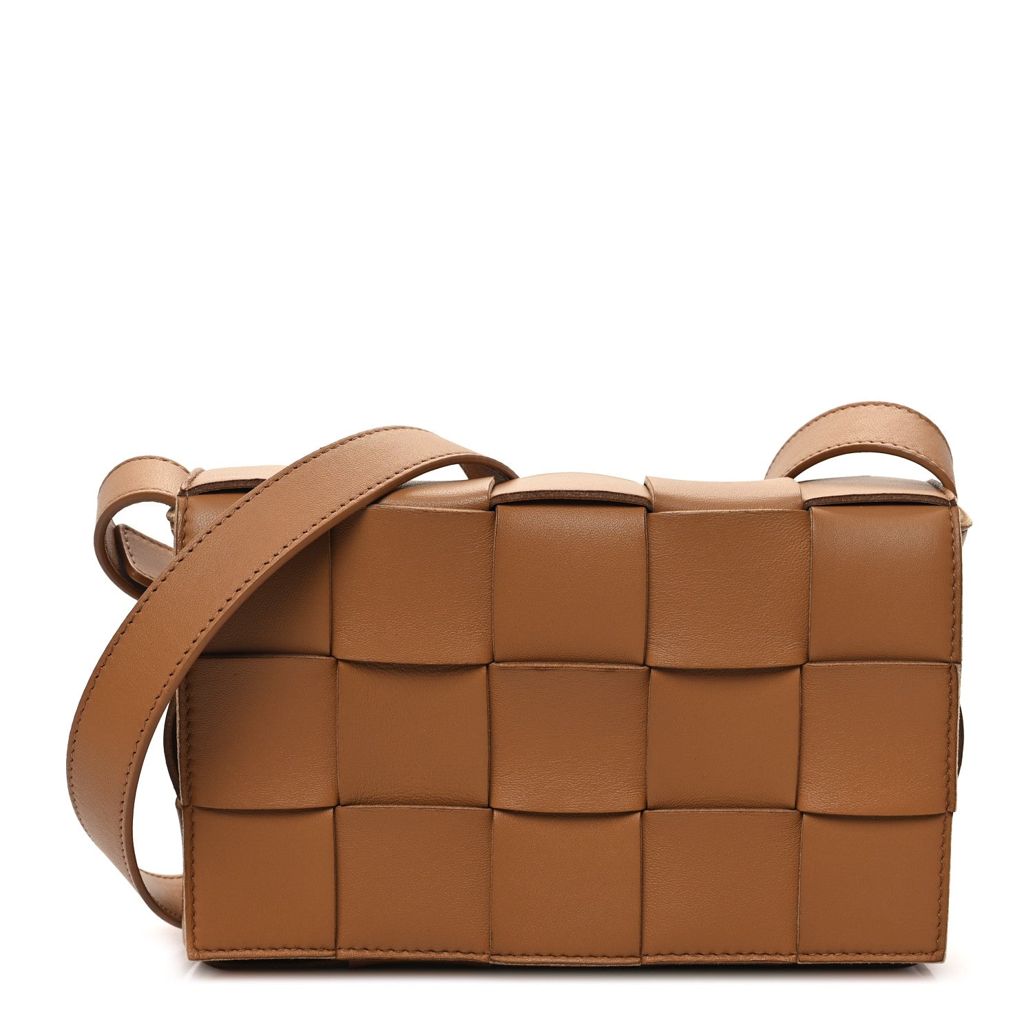 Bottega Veneta Lambskin Maxi Intrecciato Cassette Crossbody Bag Caramel 1 of 11