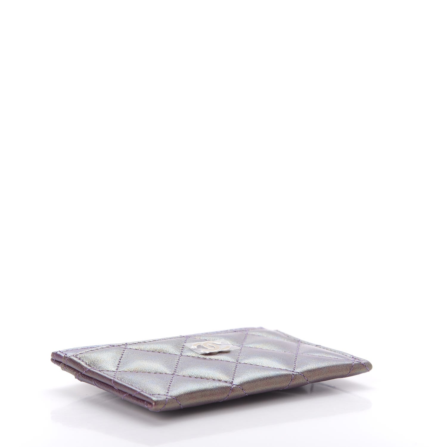 Chanel Iridescent Lambskin Quilted Card Holder Purple 4 of 9
