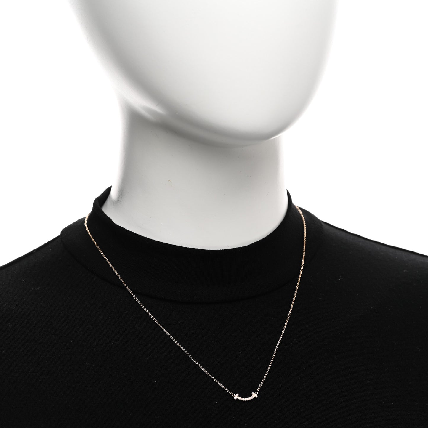 18K Rose Gold Diamond Mini T Smile Pendant Necklace