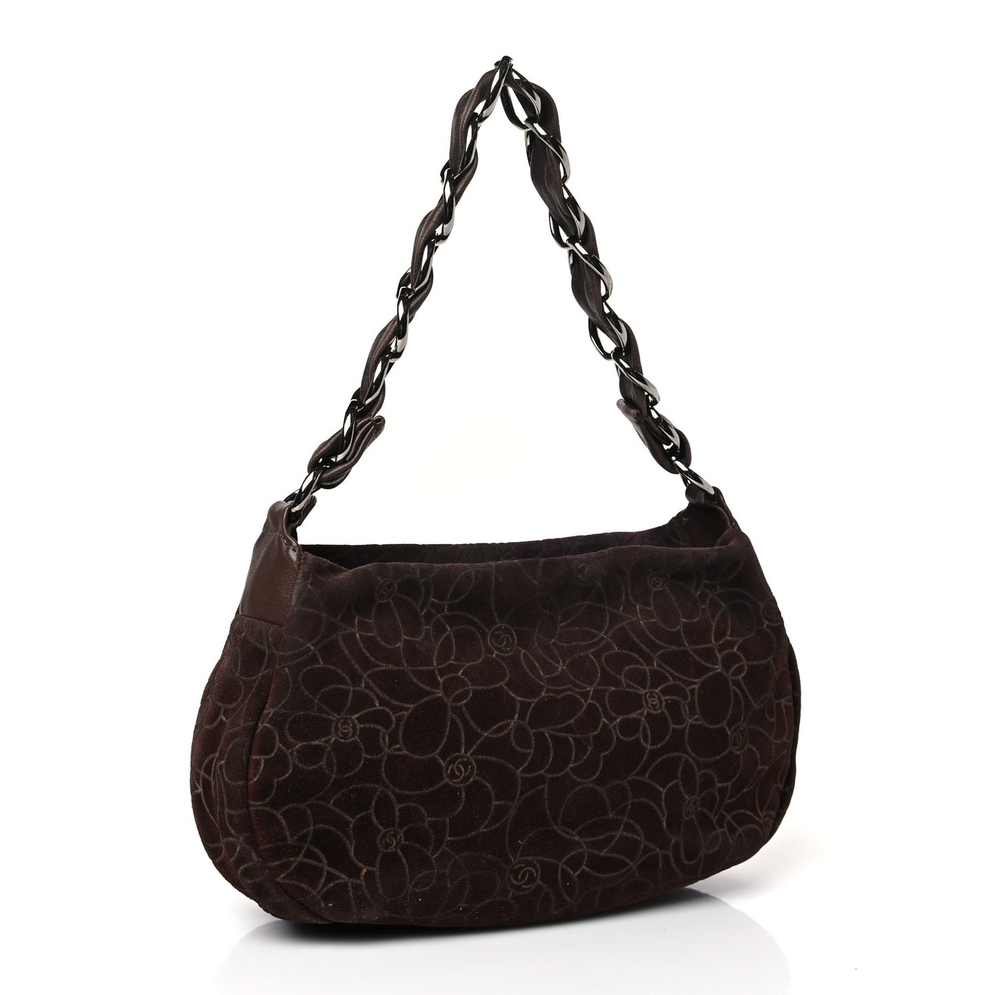Suede Camellia Shoulder Bag Brown