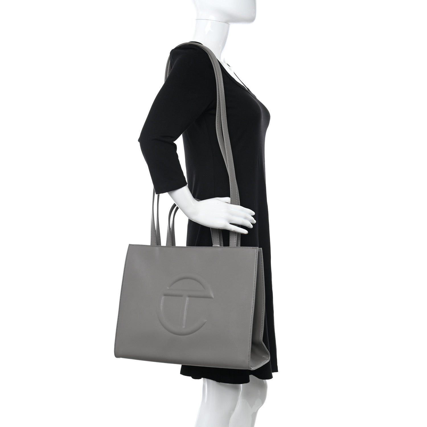 Telfar Vegan Leather Medium Shopping Bag Grey 2 of 8