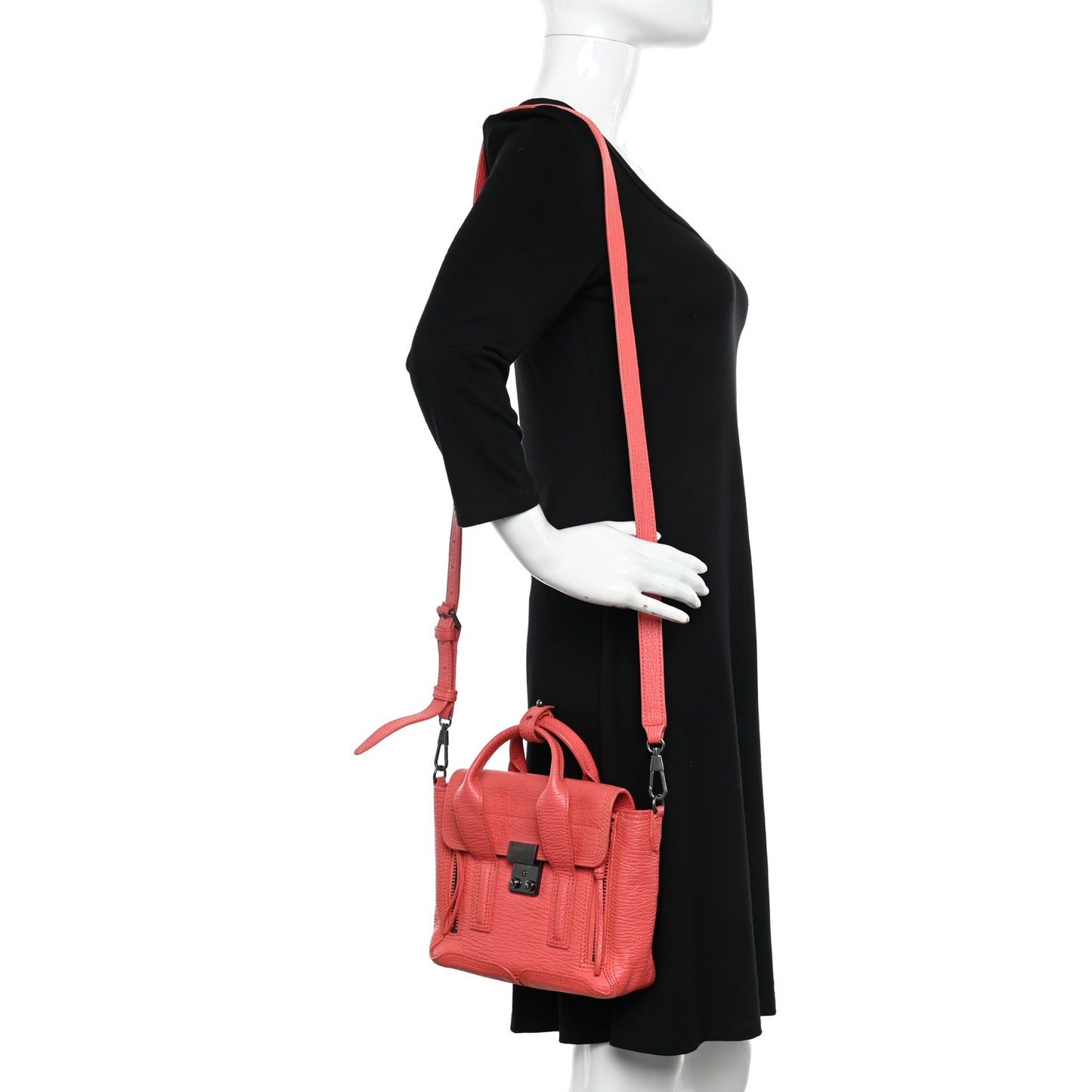 Textured Calfskin Mini Pashli Satchel Raspberry