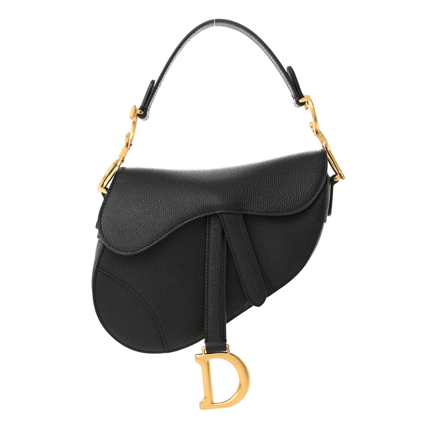 Christian Dior Grained Calfskin Mini Saddle Bag Black 1 of 10