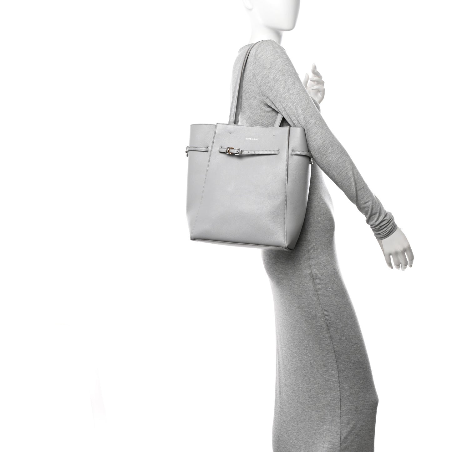 Calfskin Small Voyou Small North South Tote Light Grey