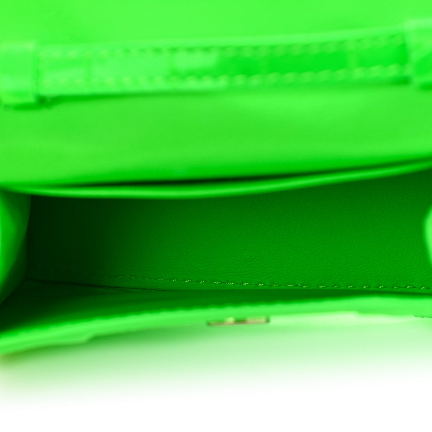 Shiny Calfskin Crocodile Embossed Hourglass Top Handle Bag Mini Fluo Green