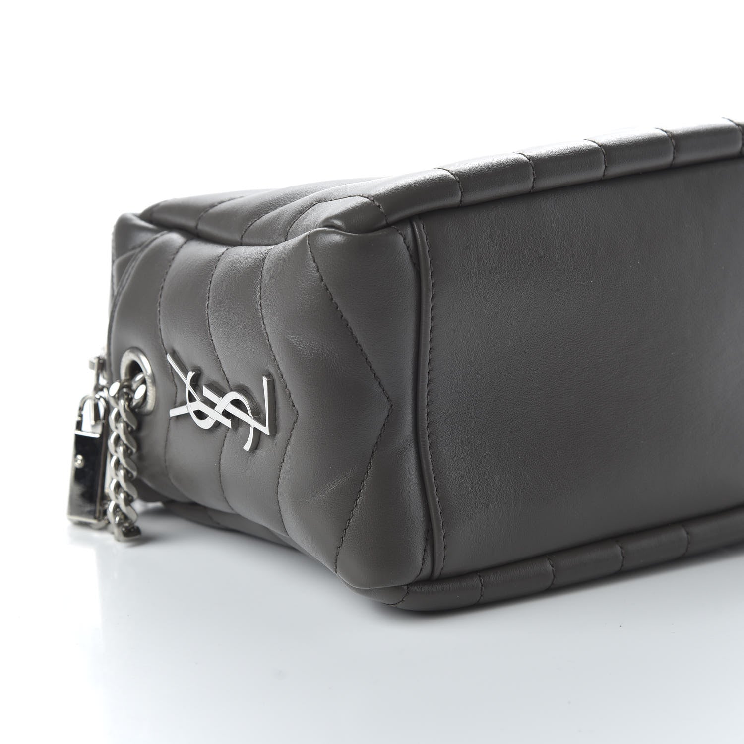 Saint Laurent Calfskin Y Quilted Monogram Small Loulou Bowling Bag Earth 6 of 9