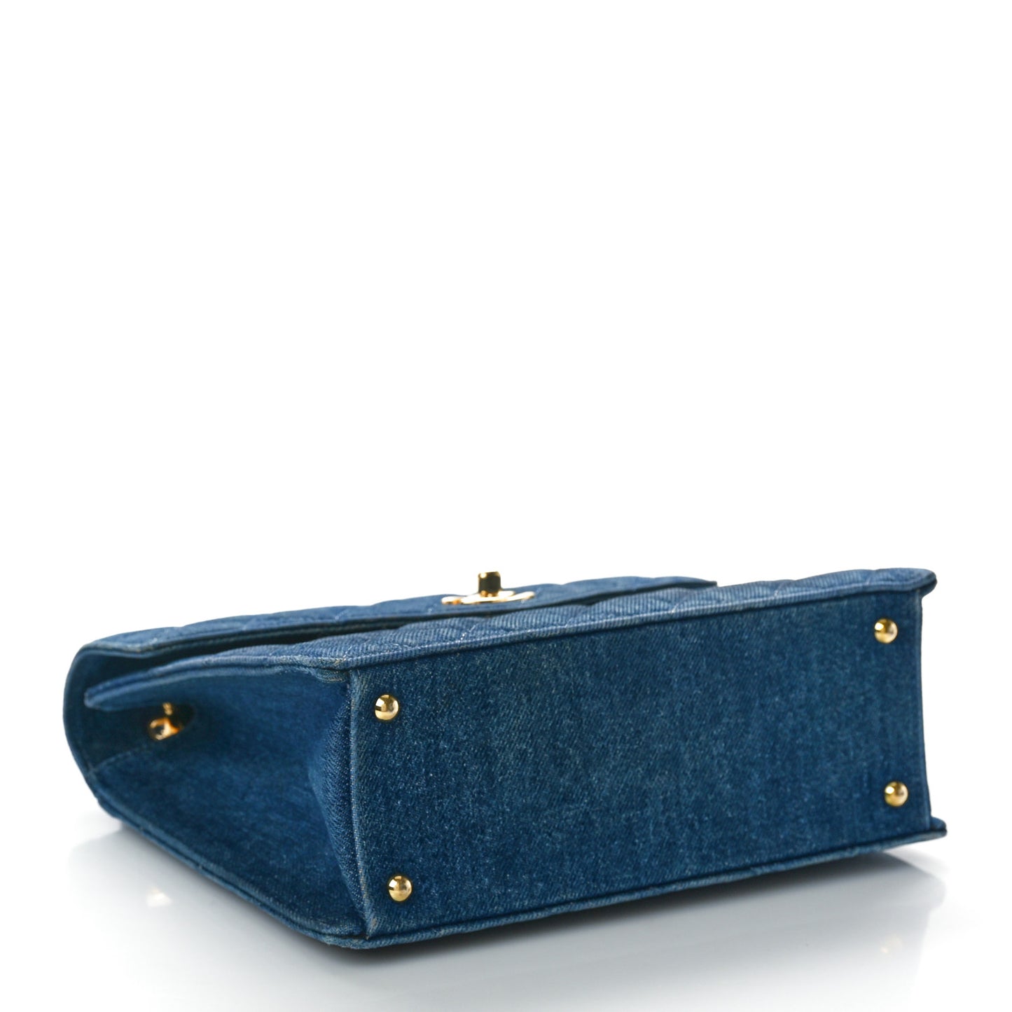 Denim Quilted Kelly Flap Bag Blue