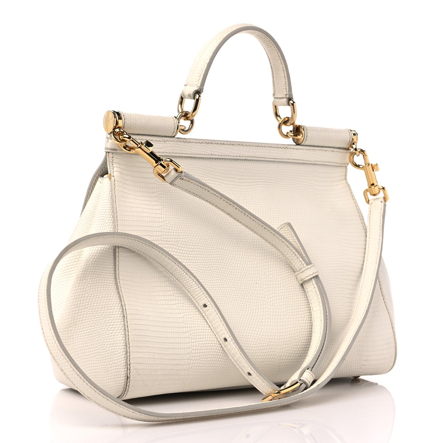 Stampa Iguana Crystal Medium Miss Sicily Satchel White