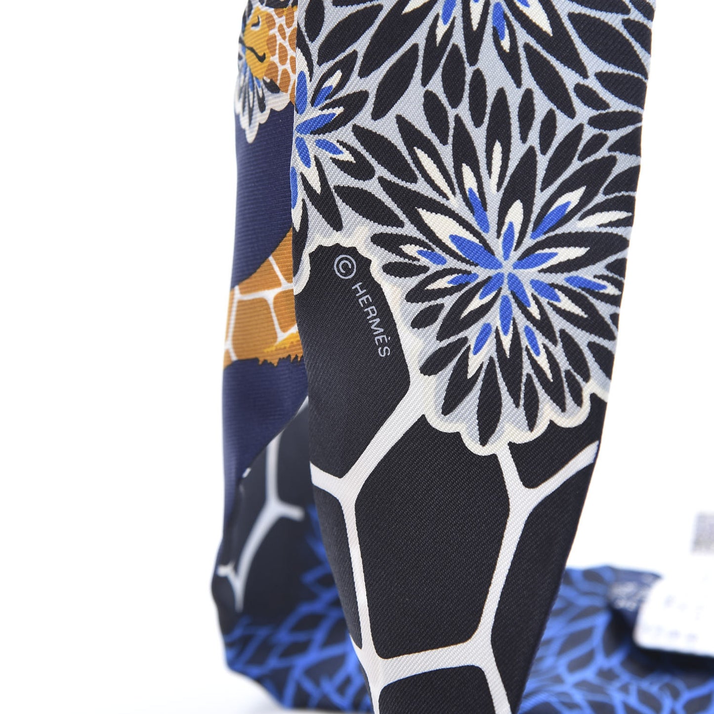 Silk The Three Graces Twilly Bleu Nuit Gold Black