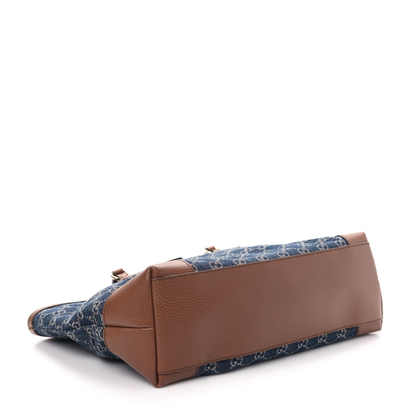 New Denim GG Monogram Medium Ophidia Shopping Tote Blue Tea Cuir