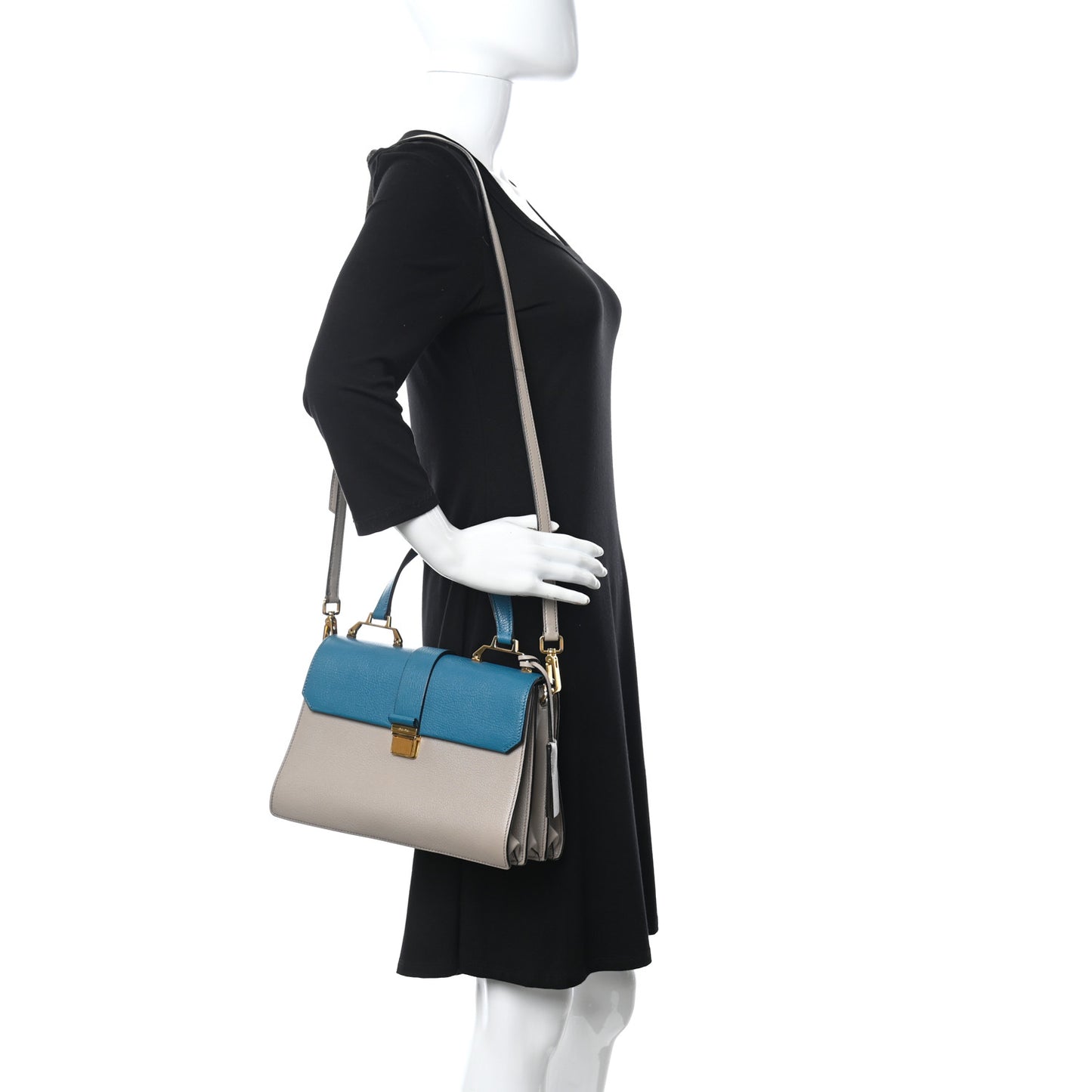 Goatskin Bandoliera Madras Bi-Color Shoulder Bag Laguna Pomice