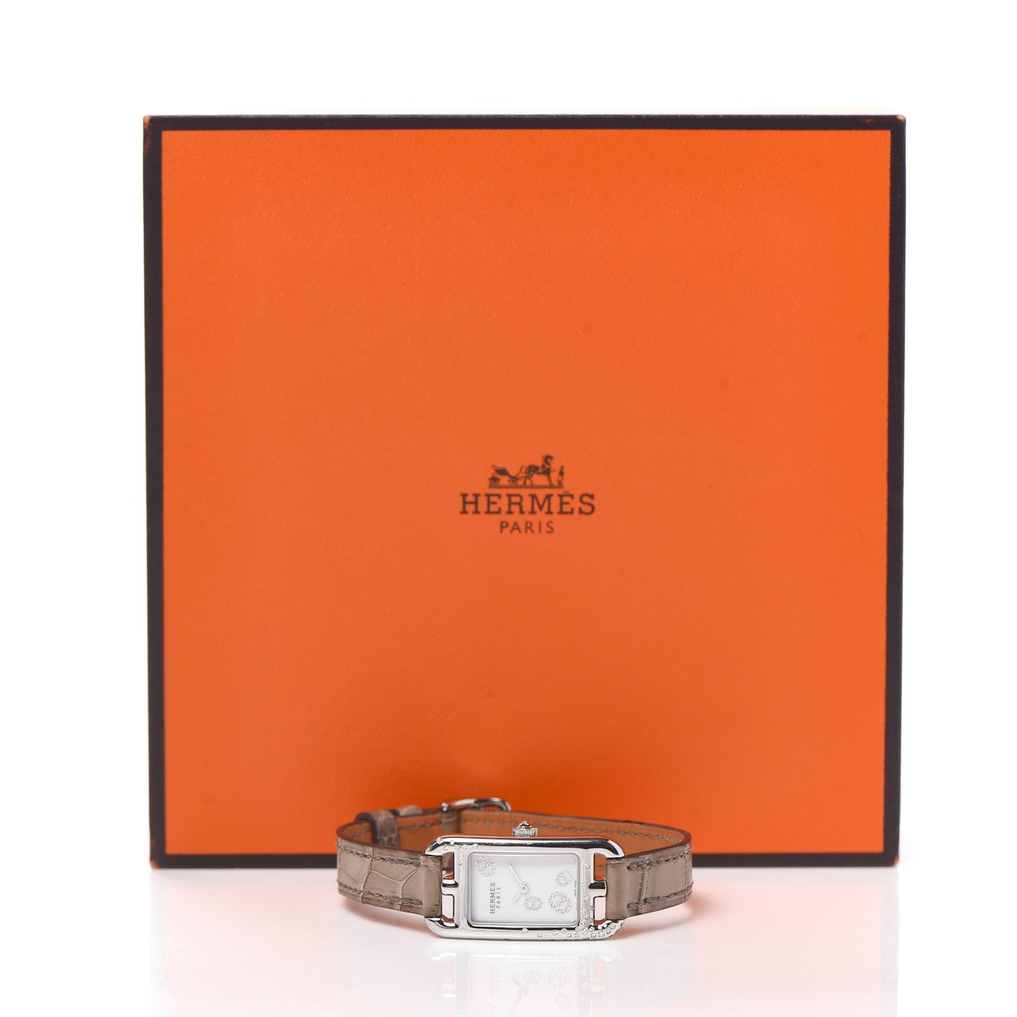 Stainless Steel Alligator Diamond 17mm Nantucket Quartz Watch Etoupe