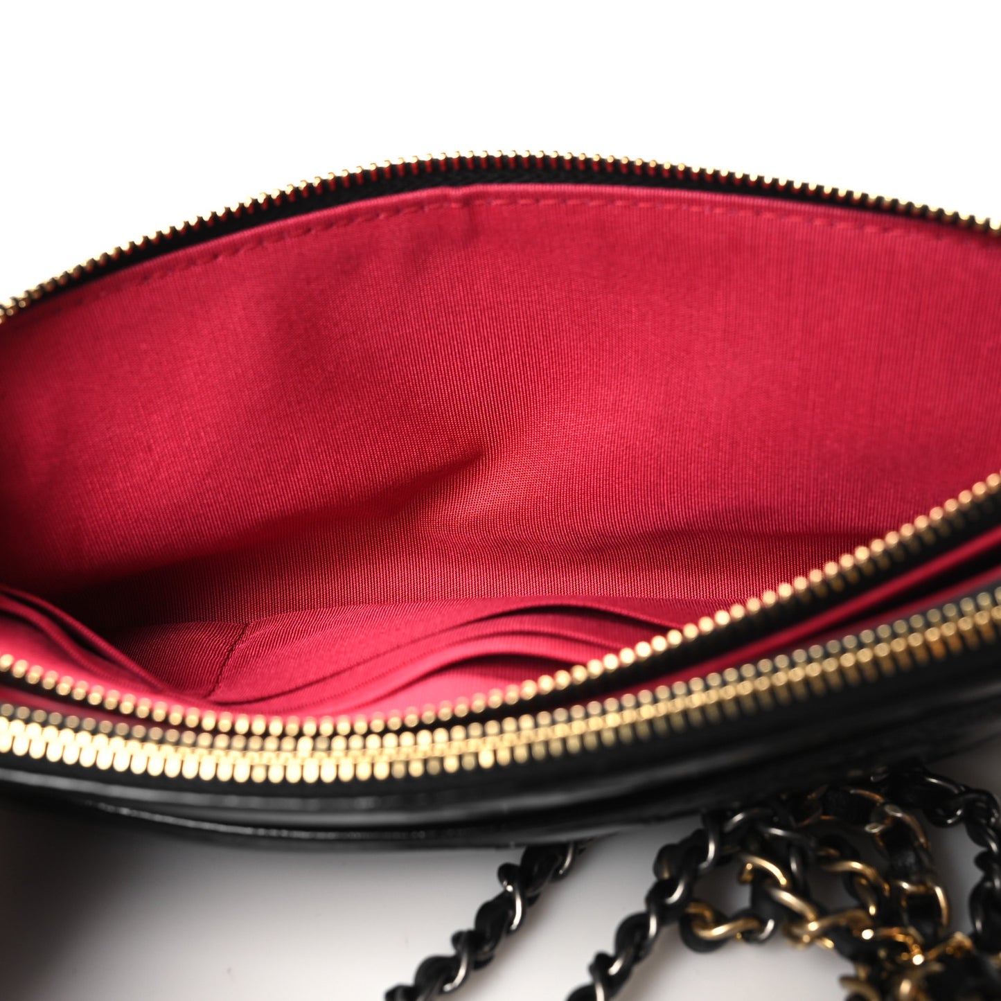 Glazed Aged Calfskin Quilted CC Small Clutch With Chain Black
