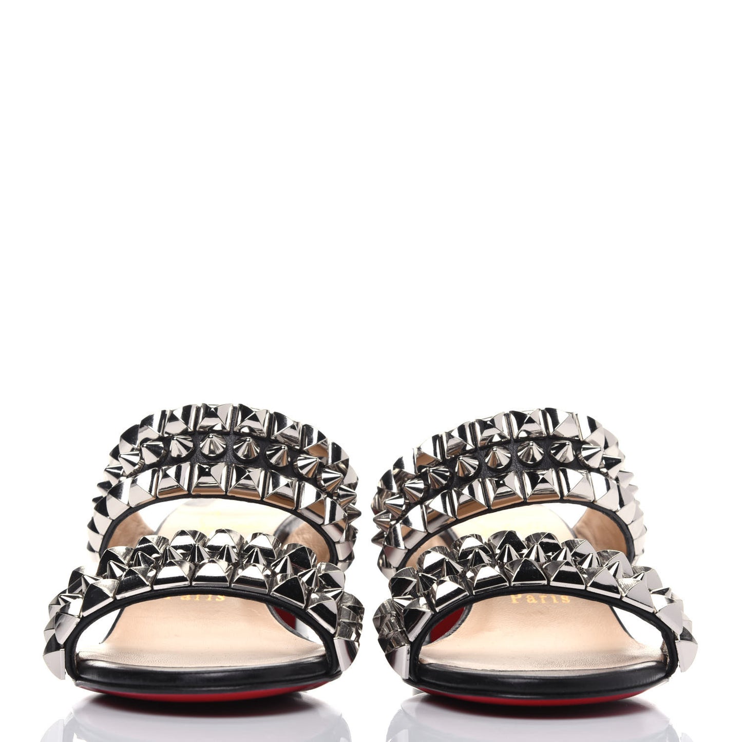 Calfskin Studded Tina Goes Mad 55 Slide Sandals 36.5 Black