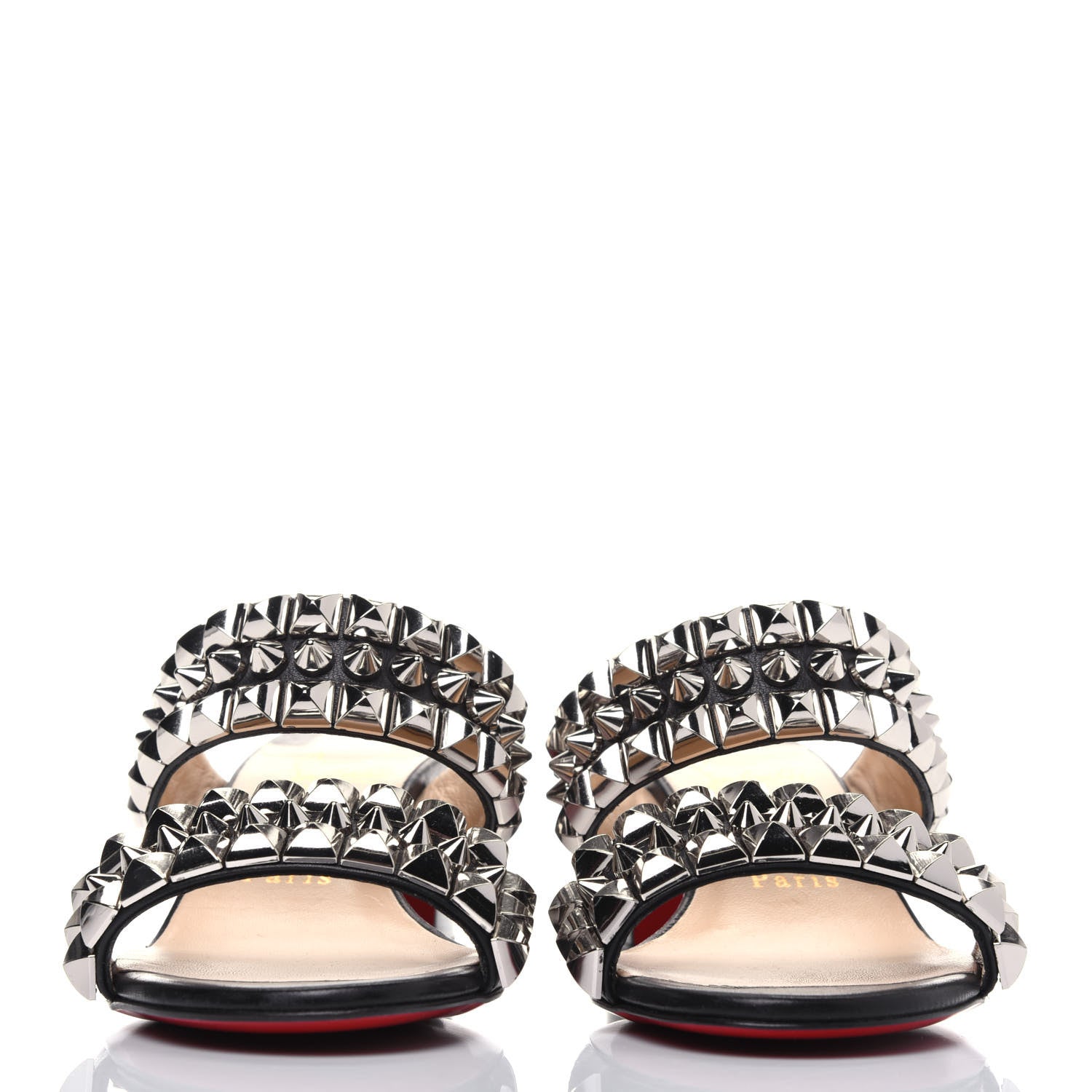 Christian Louboutin Calfskin Studded Tina Goes Mad 55 Slide Sandals 36.5 Black 2 of 9