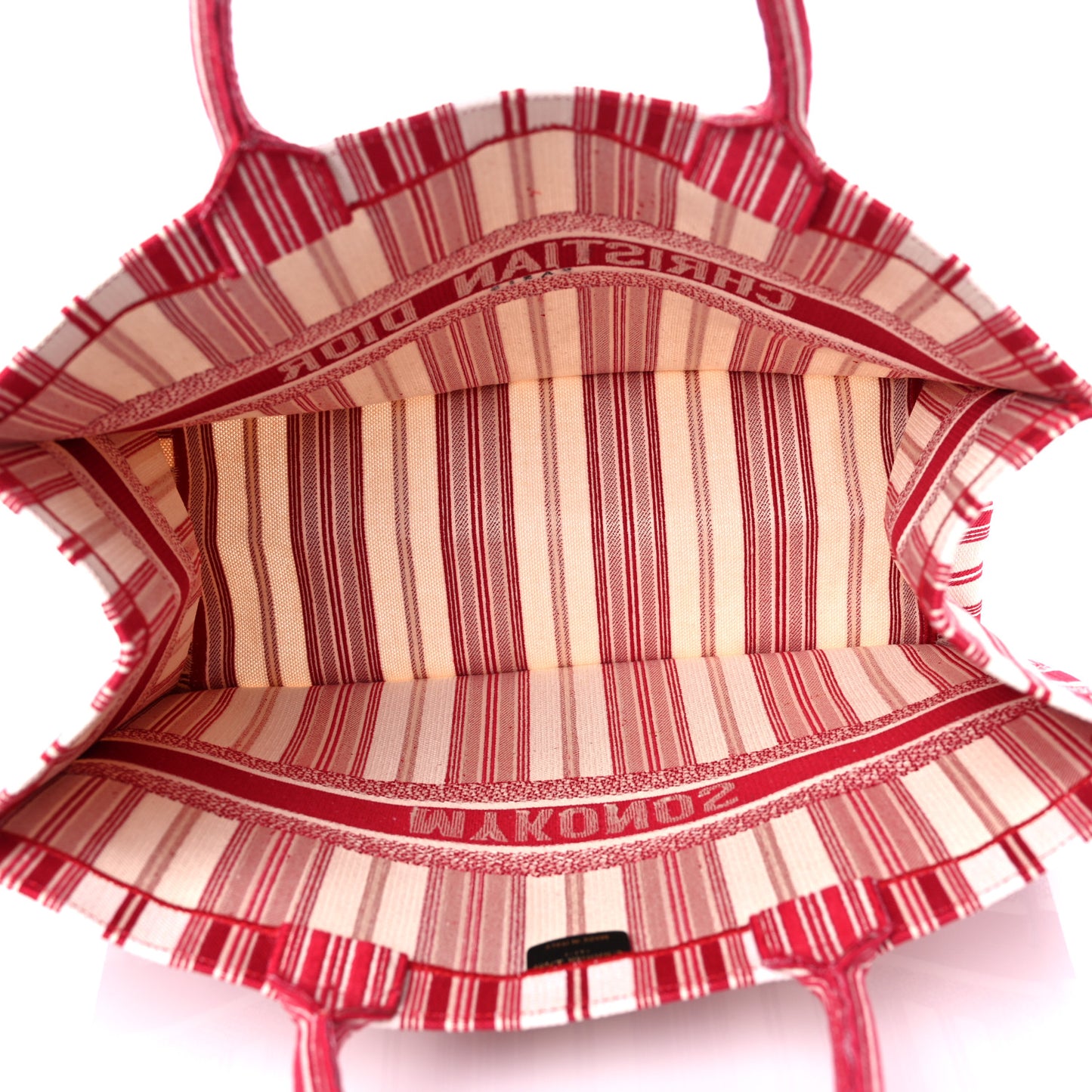Canvas Embroidered Mykonos Large Striped Book Tote Red