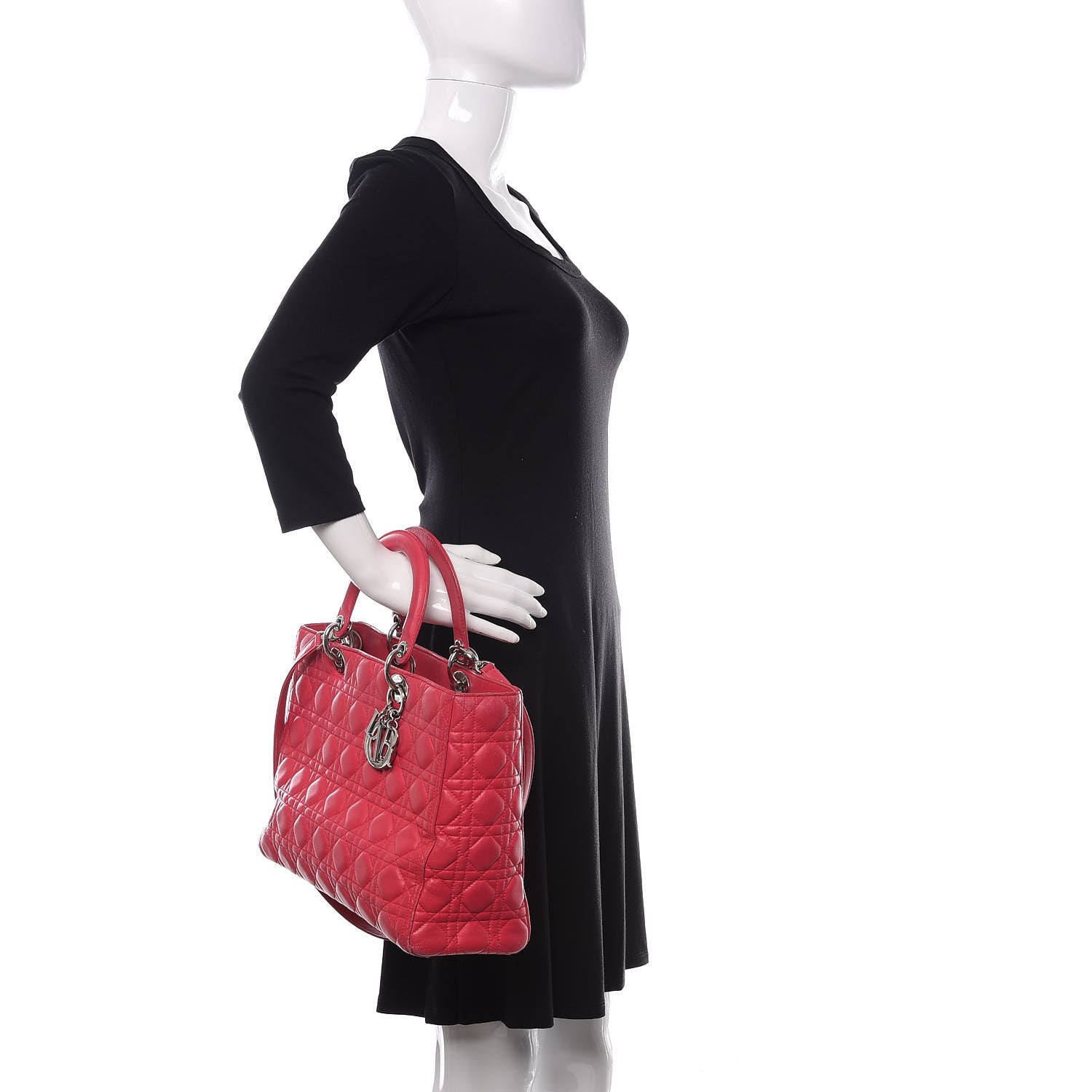Christian Dior Lambskin Cannage Large Lady Dior Fuchsia 3 of 25