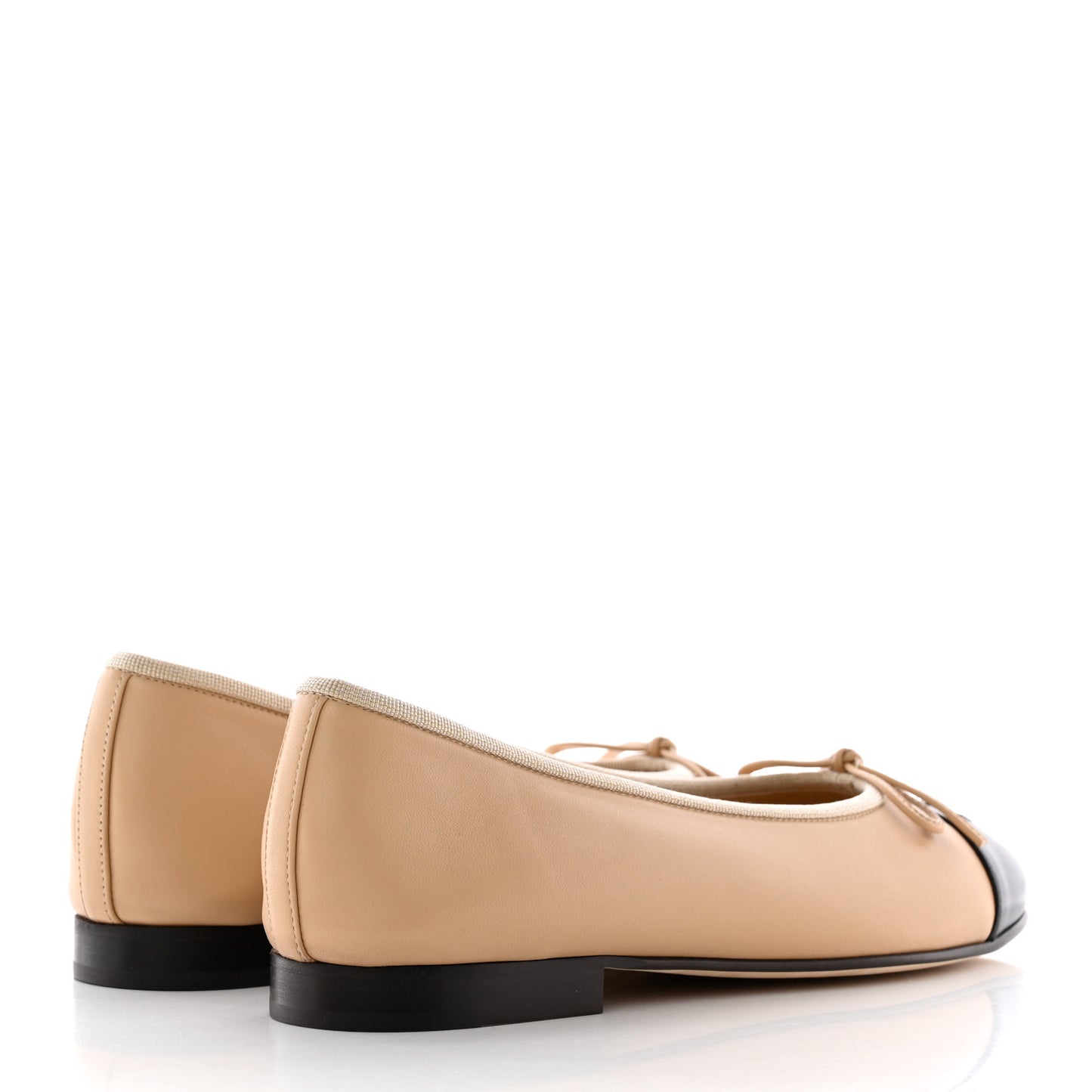 Lambskin Cap Toe CC Ballerina Flats 37 Beige Black