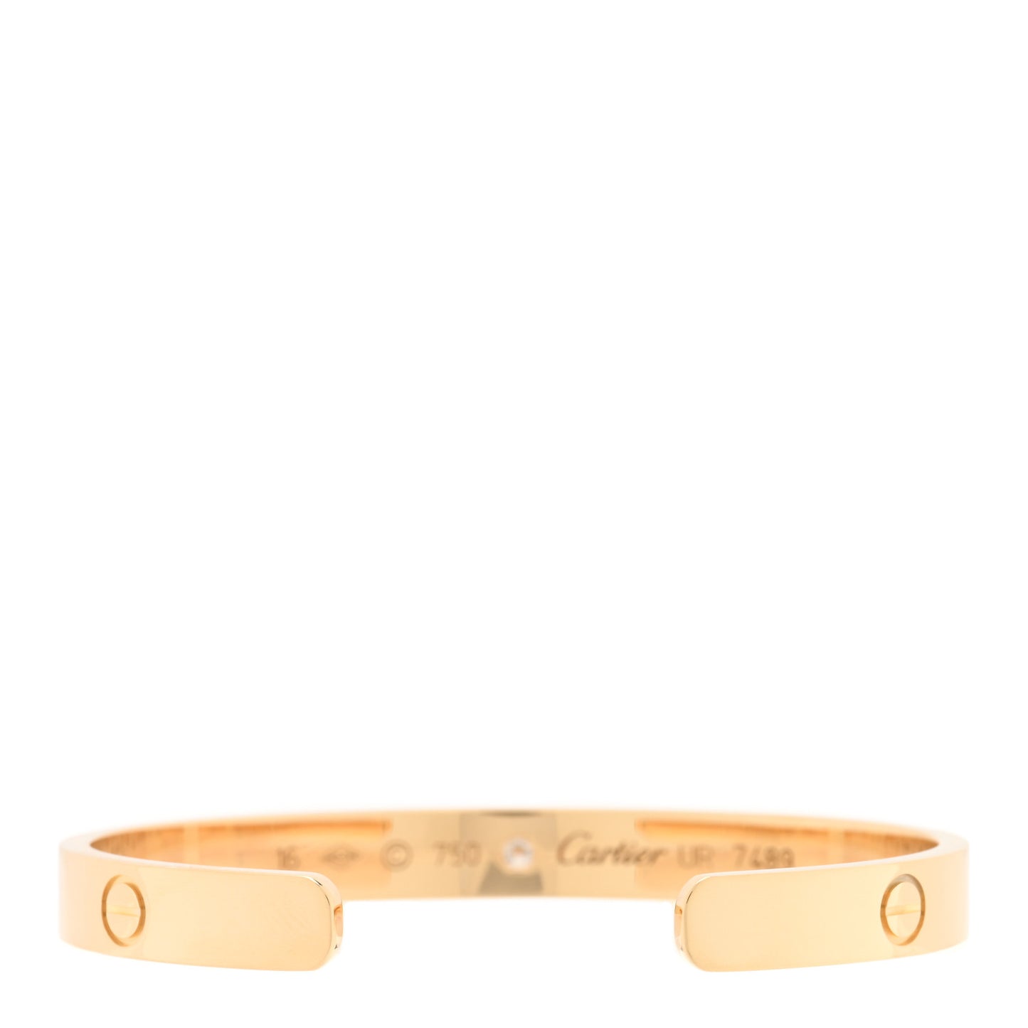 18K Yellow Gold 1 Diamond LOVE Cuff Bracelet 16