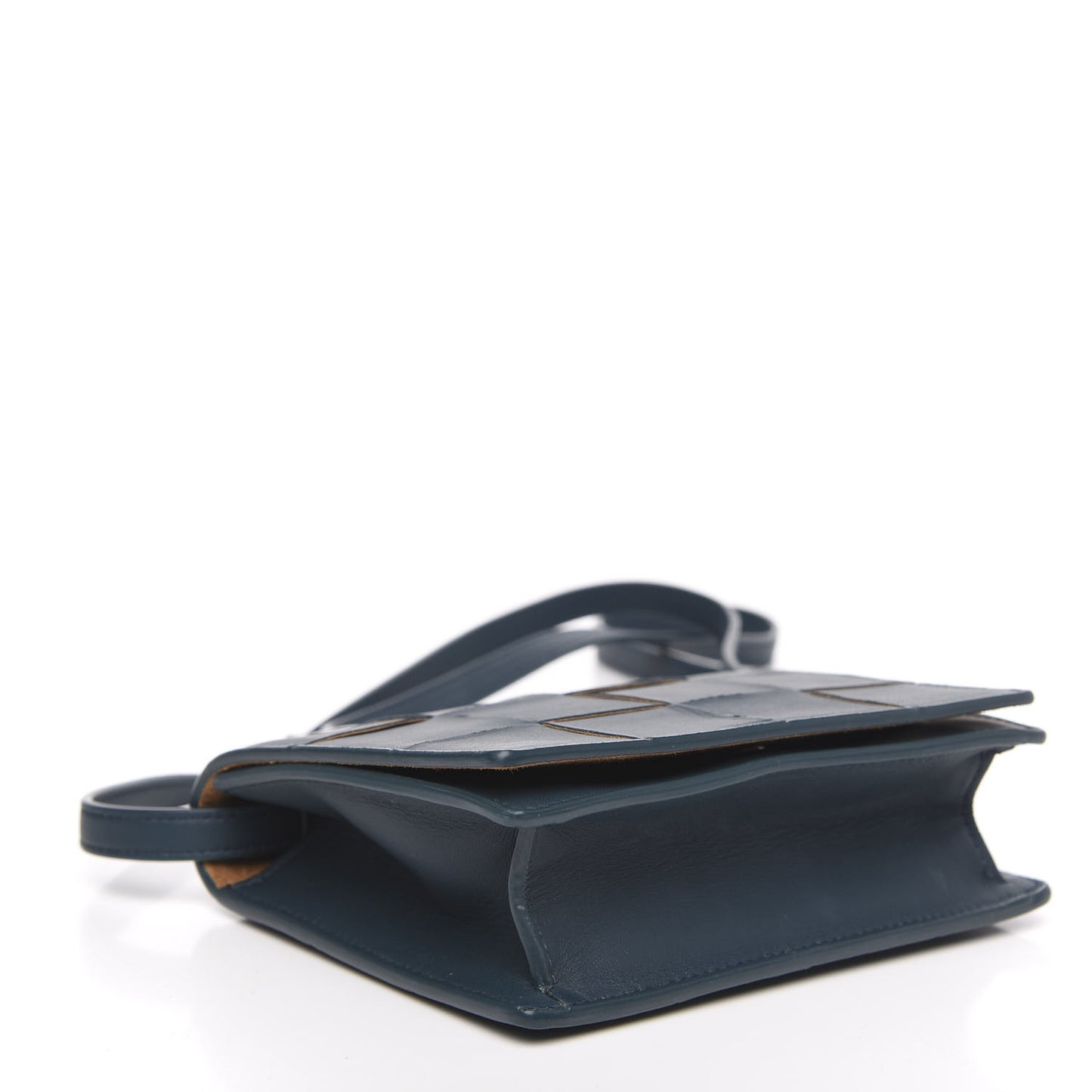 Lambskin Maxi Intrecciato Mini Cassette Crossbody Bag Petrol Blue