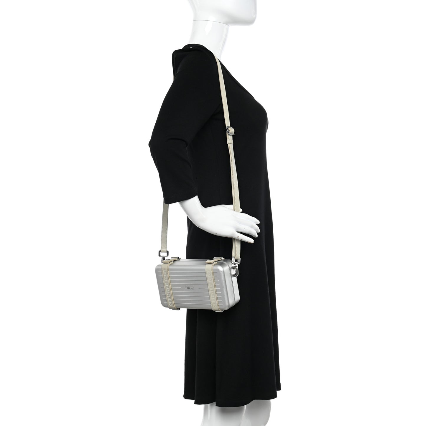 X RIMOWA Aluminum Personal Clutch On Strap Silver