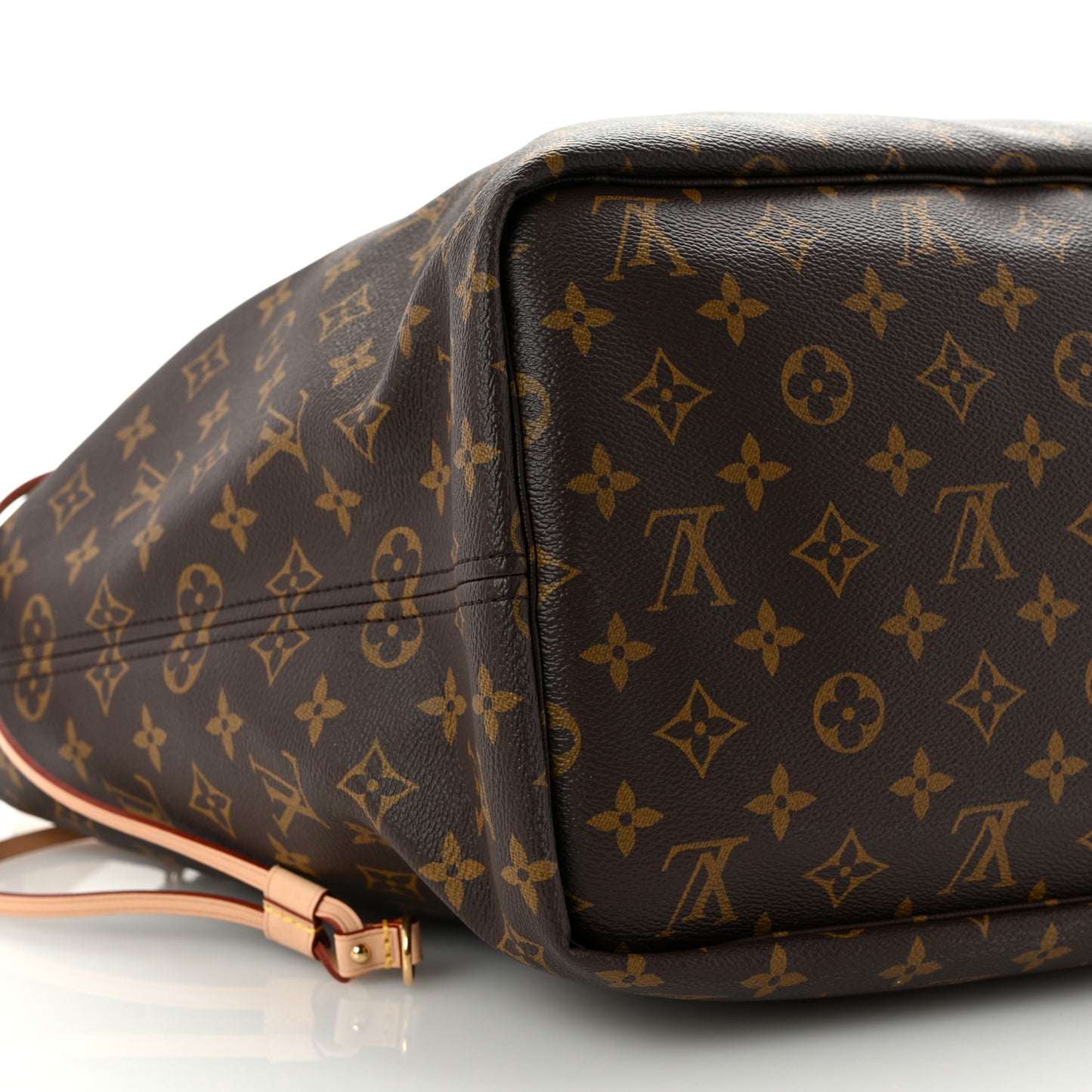 Monogram Stamped Inside Out Neverfull Bandouliere GM Beige