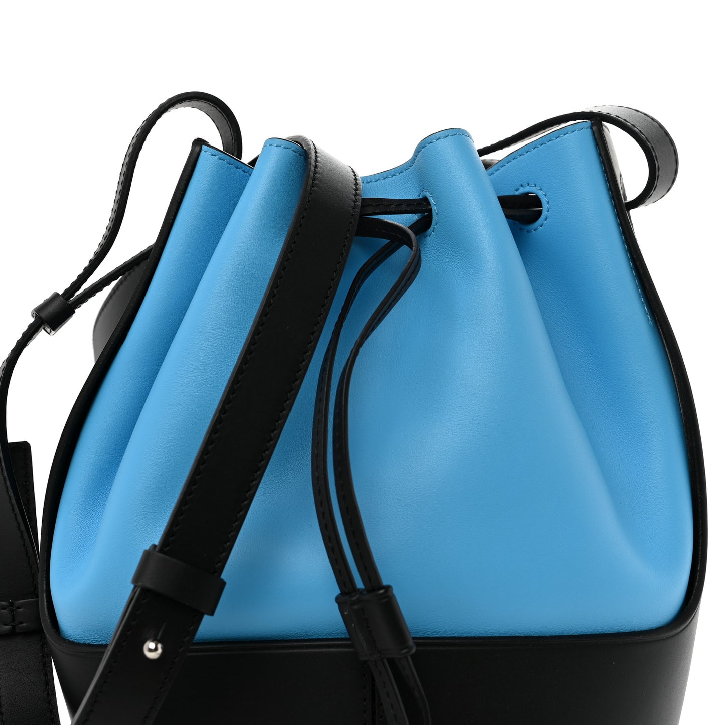 Calfskin Small Balloon Bucket Bag Topaz Black