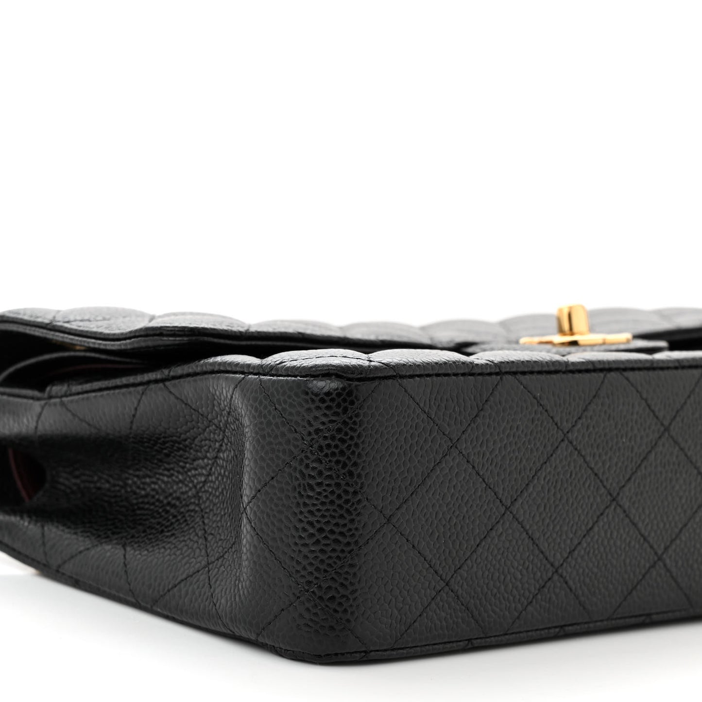 Caviar Quilted Medium Double Flap Black