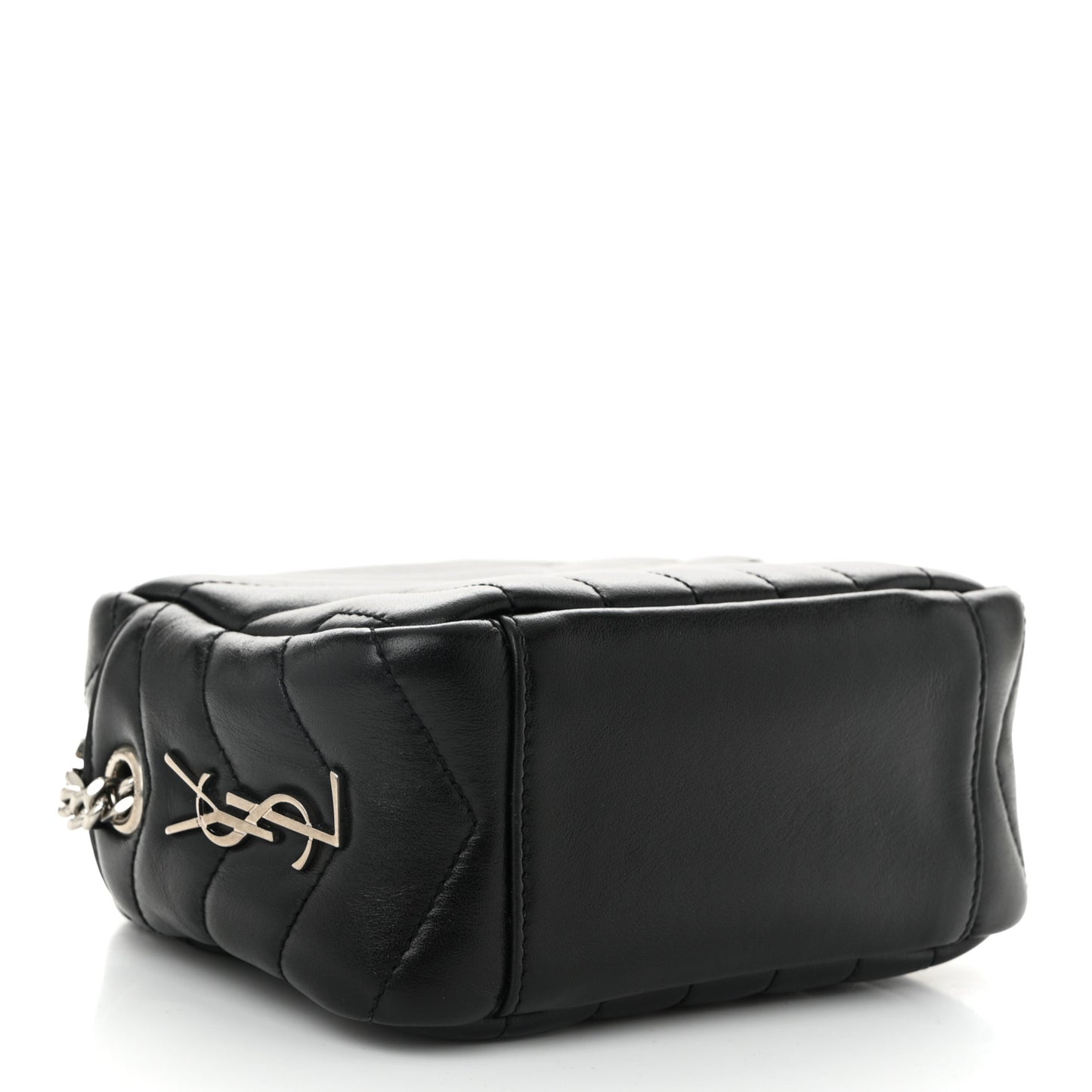Calfskin Y Quilted Monogram Mini Loulou Bowling Bag Black