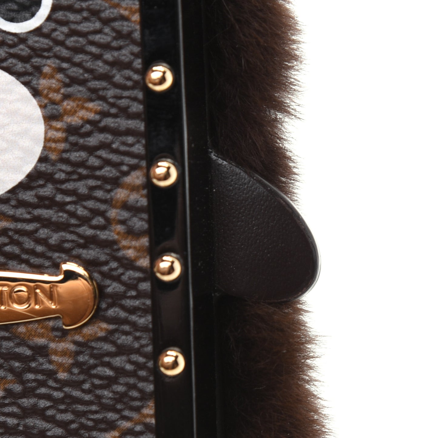 Wild Fur Monogram Eye-Trunk Bear Bag Charm