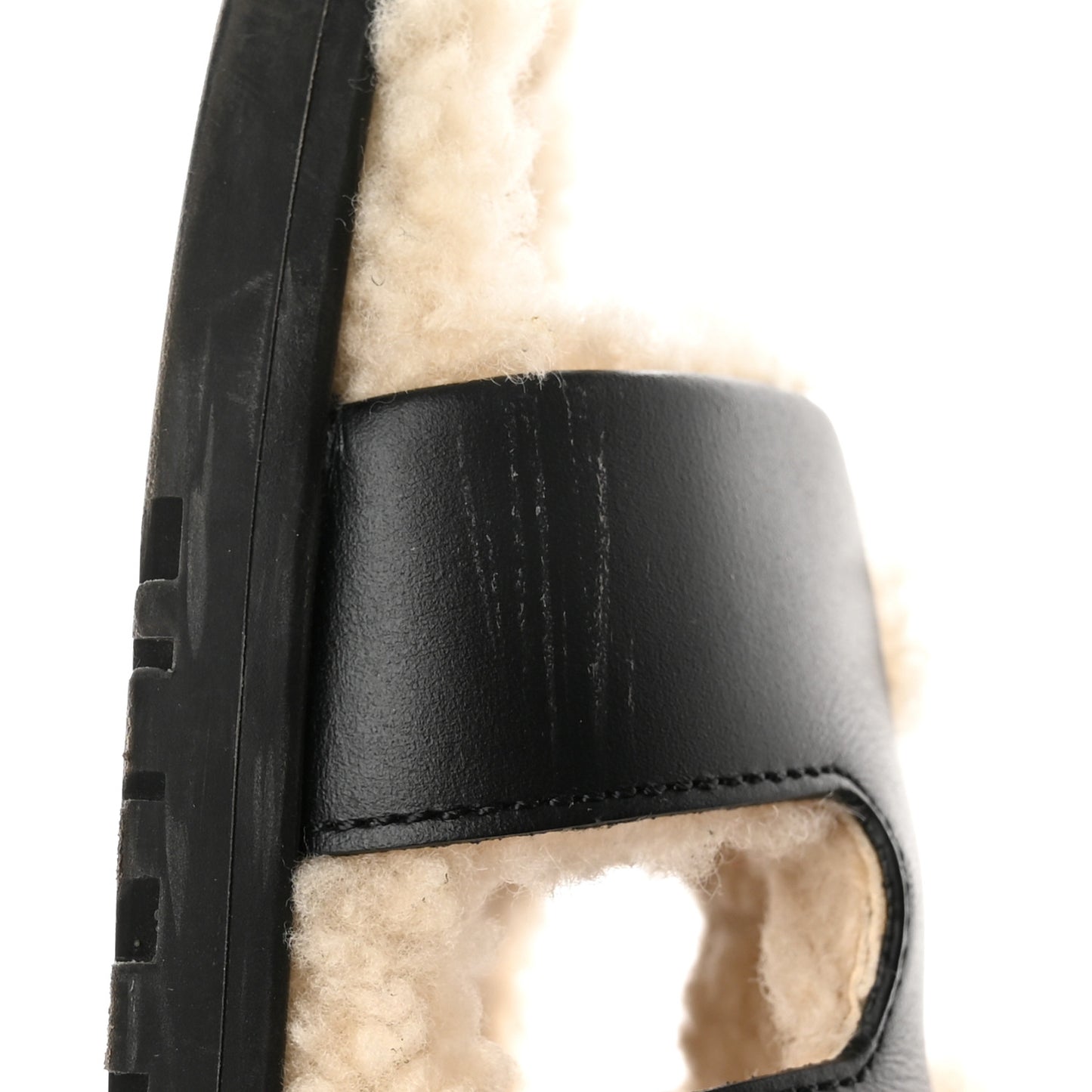 Calfskin Woolskin Womens Chypre Sandals 40.5 Black Ecru