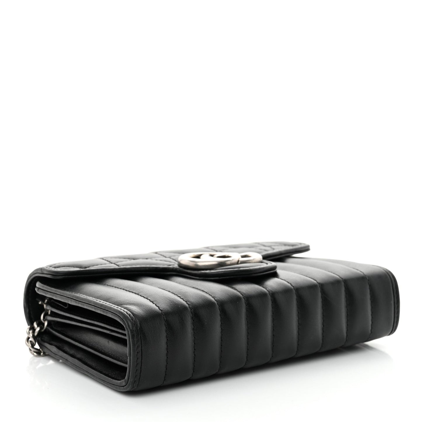 Calfskin Matelasse Aria GG Marmont Chain Wallet Black