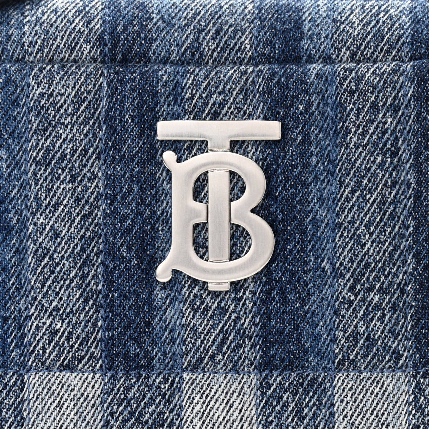 Calfskin Demin Check Small Lola Camera Bag Navy