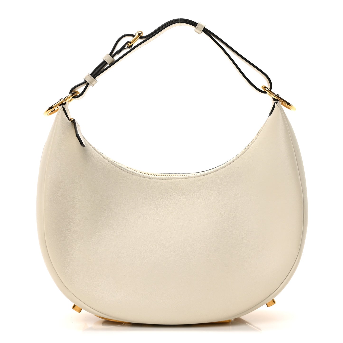 Vitello Grace Matte Small Fendigraphy Hobo Bag White Ice