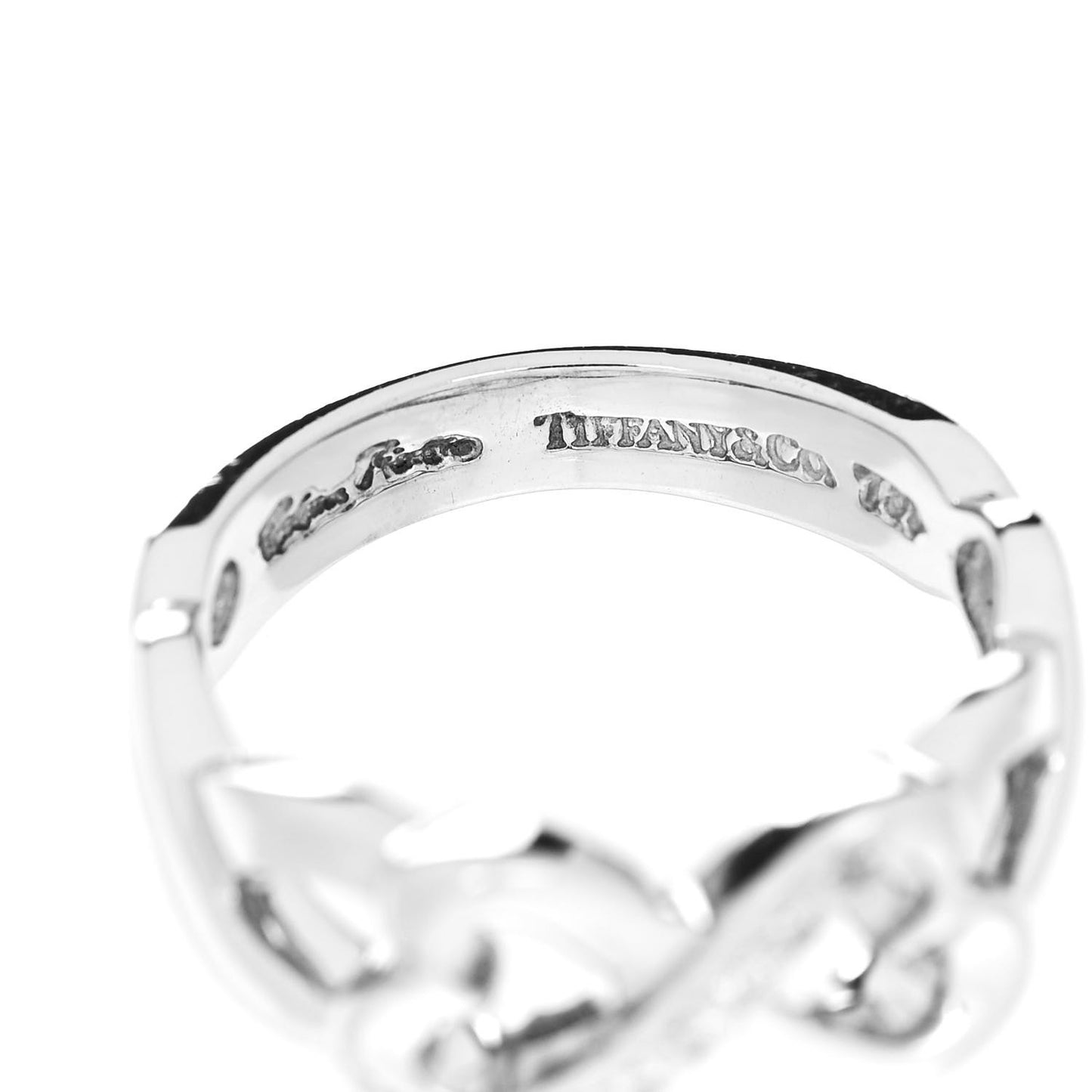 18K White Gold Diamond Paloma Picasso Double Loving Heart Ring 48 4.5