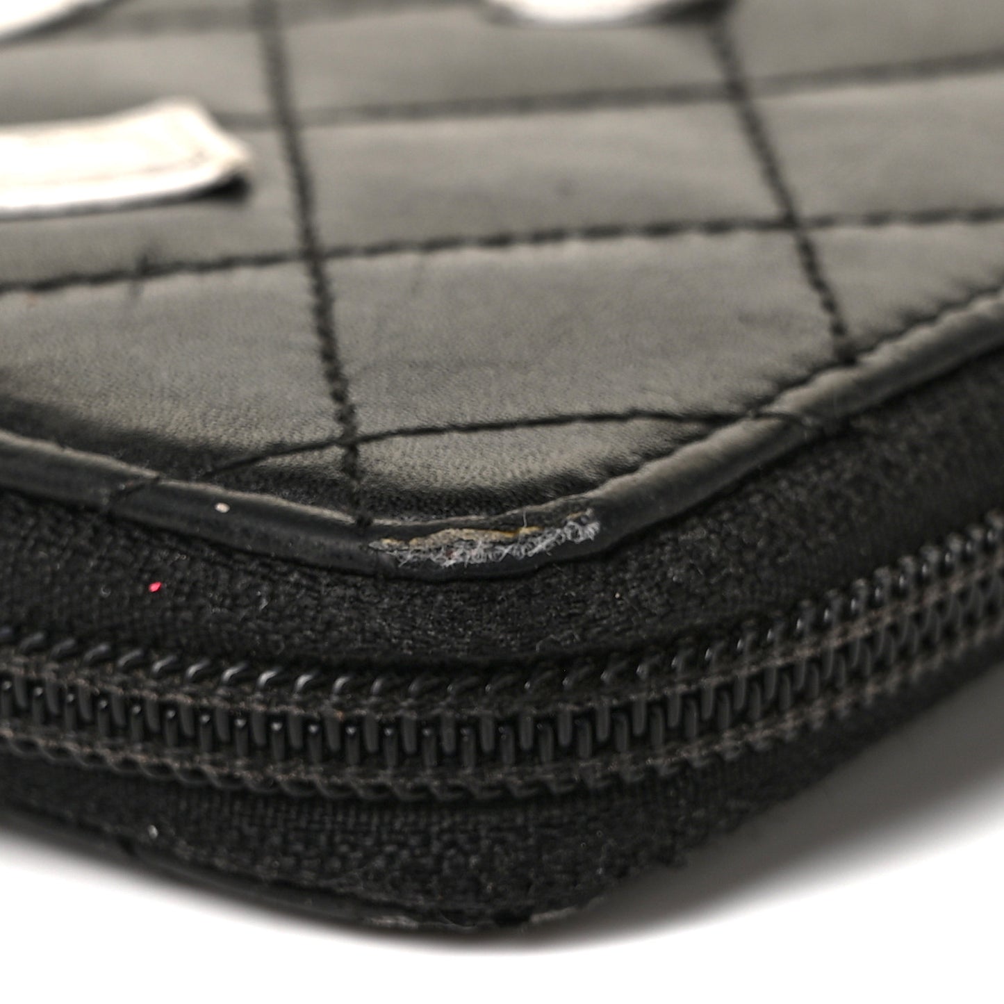 Calfskin Cambon Zip Around Organizer Wallet Black White
