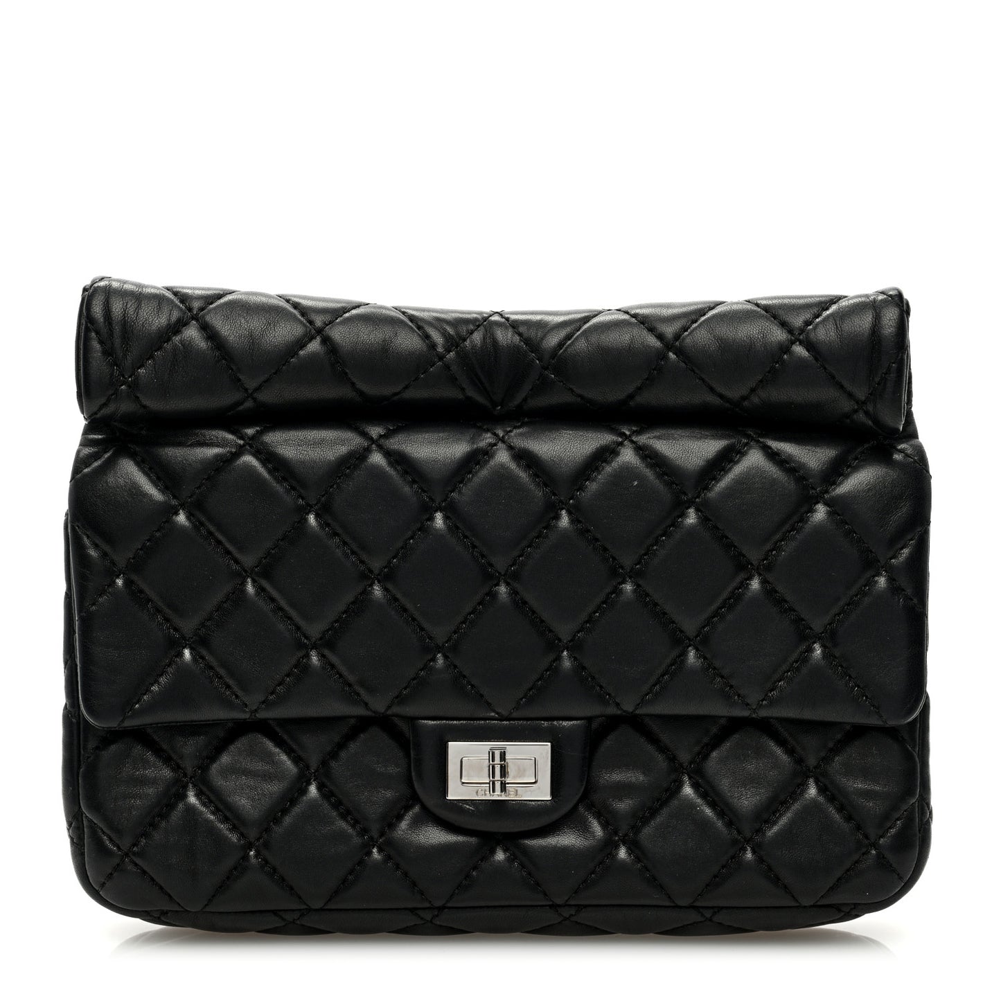 Lambskin Quilted Large Roll 2.55 Reissue Clutch Black