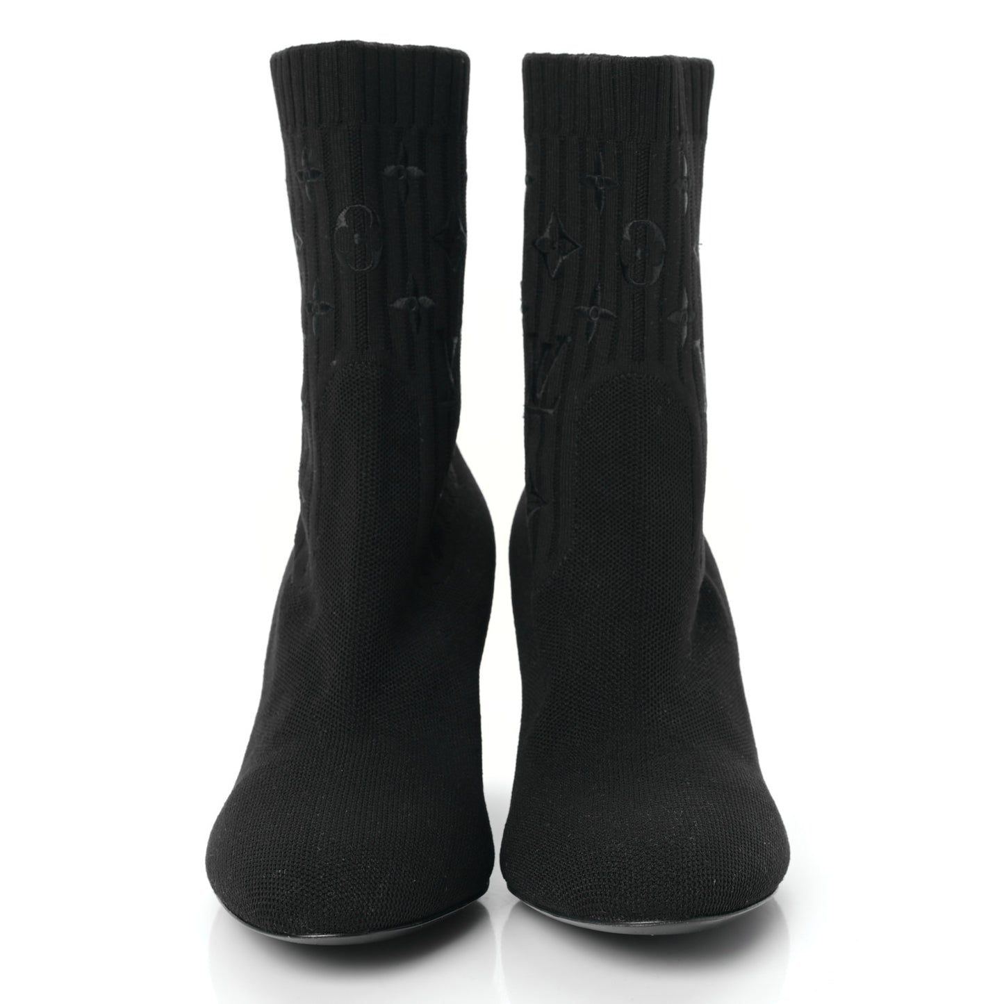 Monogram Stretch Fabric Silhouette Ankle Boots 36.5 Black