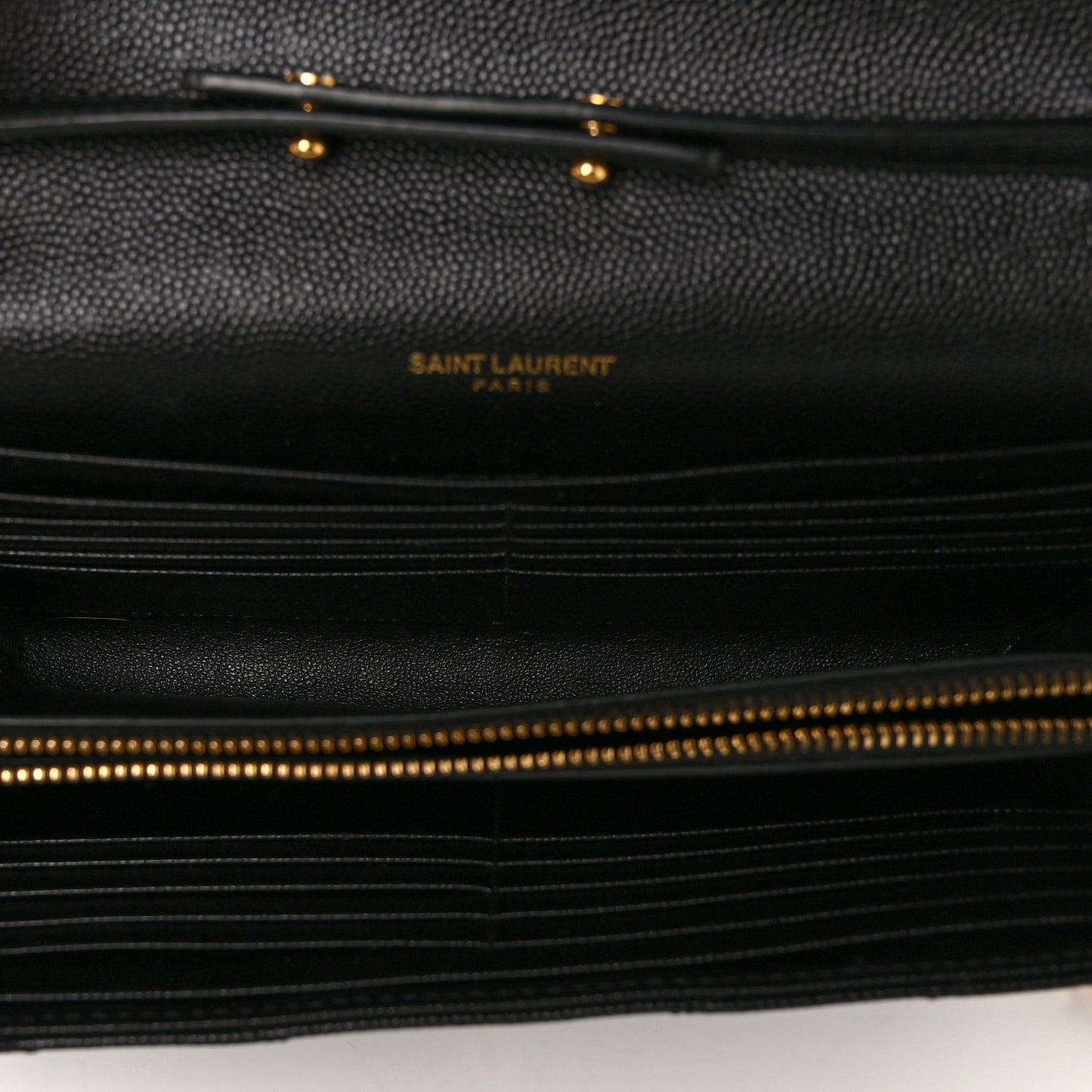 Grain De Poudre Matelasse Chevron Monogram Chain Wallet Black