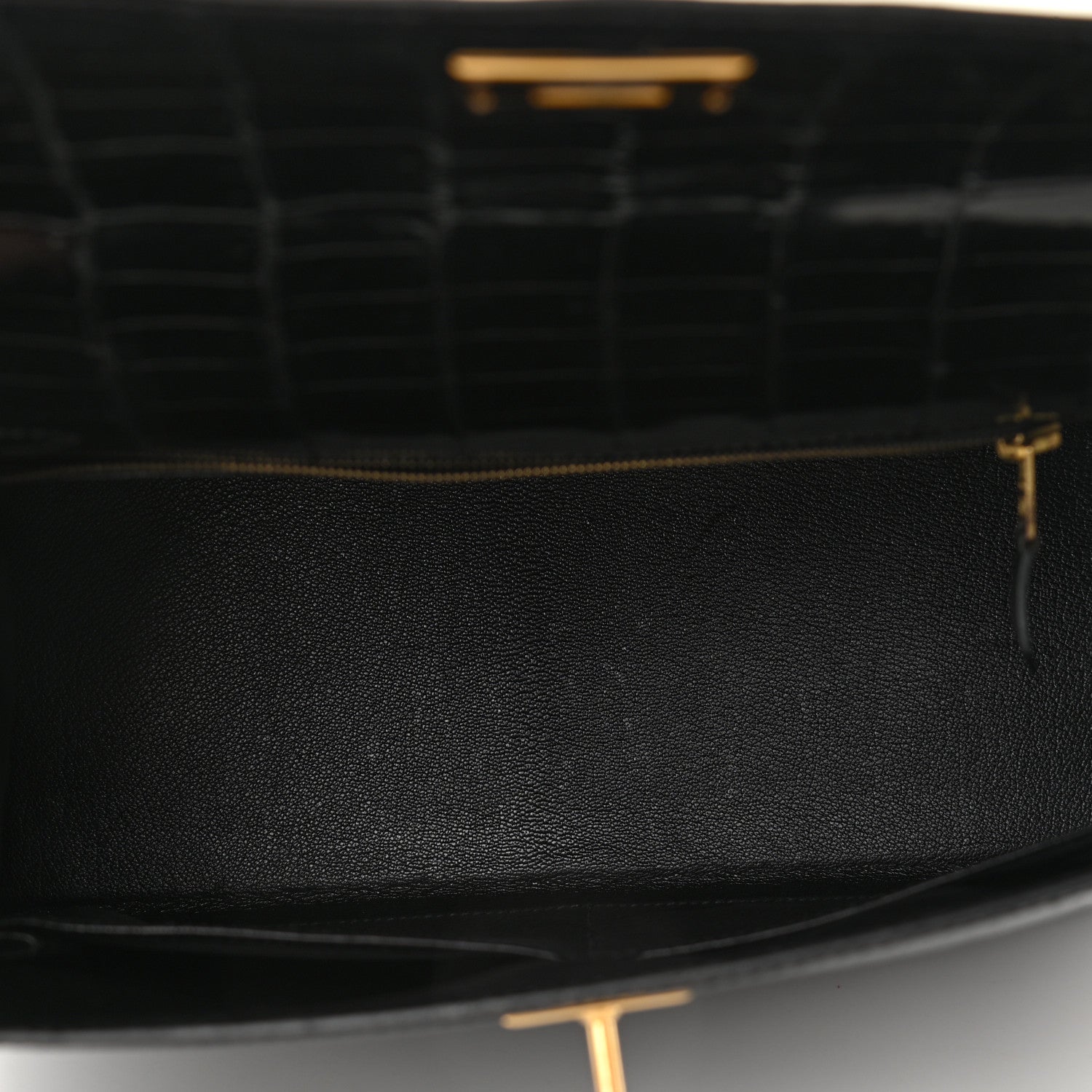 Hermes Shiny Niloticus Crocodile Kelly Sellier 28 Black 5 of 11