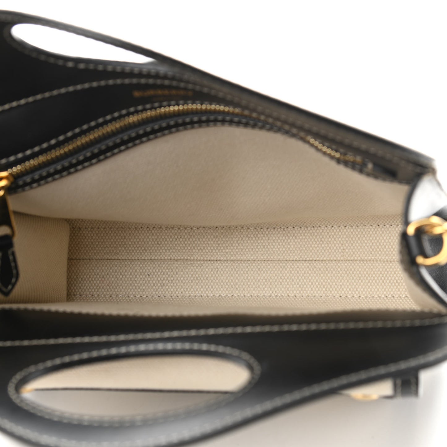 Canvas Smooth Calfskin Two Tone Mini Pocket Bag Black