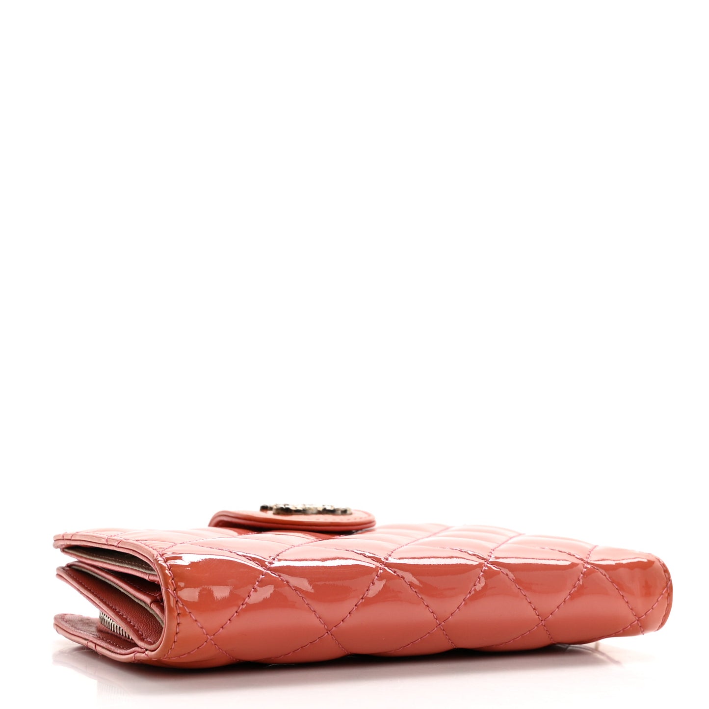 Patent Quilted Brilliant Zipped Pocket Wallet Pink